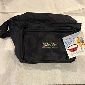 Money Bag Black Adjustable Waist Belt with Durable Fabric